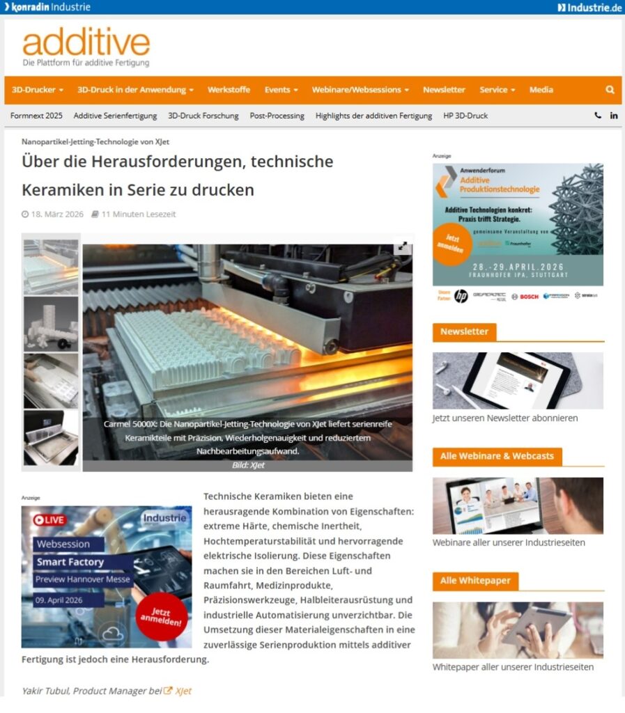 ÜBER DIE HERAUSFORDERUNGEN, TECHNISCHE KERAMIKEN IN SERIE ZU DRUCKEN