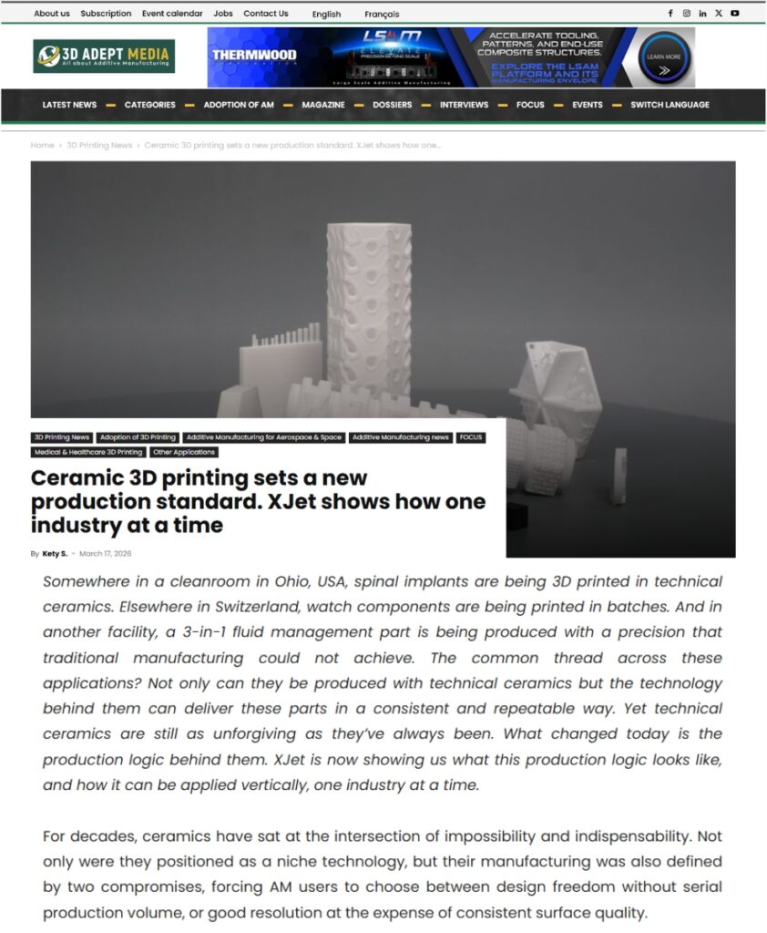 Ceramic 3D printing sets a new production standard. XJet shows how one industry at a time