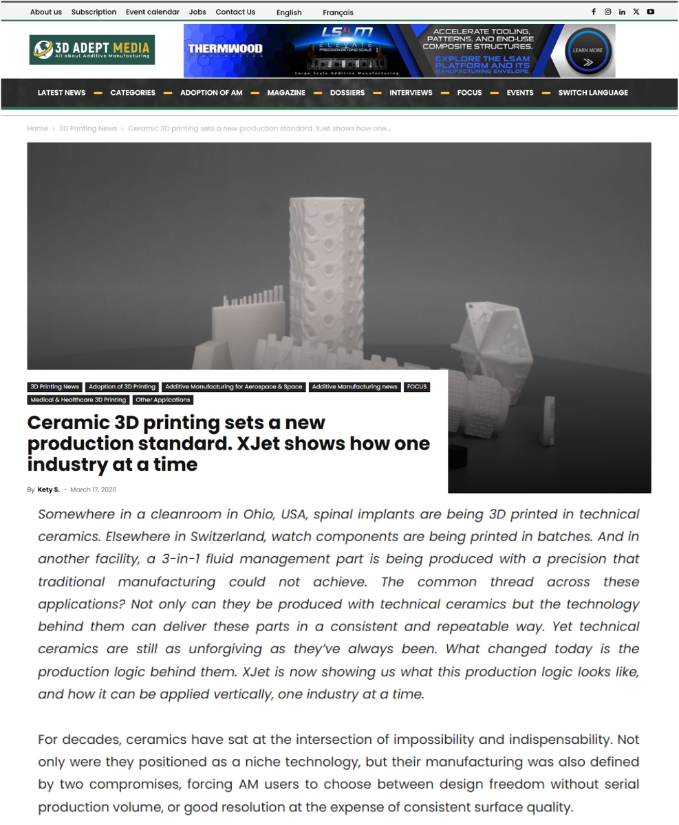 Ceramic 3D printing sets a new production standard. XJet shows how one industry at a time